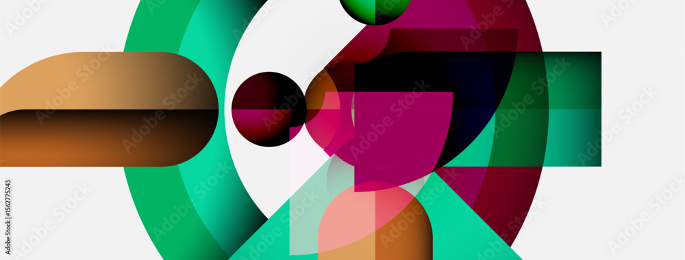 Aufkleber Abstract composition. Overlapping shapes, vibrant colors, modern design. Geometric forms create dynamic visual experience.