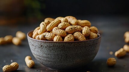Roasted Peanuts in a Rustic Bowl
