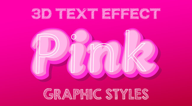 Editable 3D Pink Text Style, Typography Effect