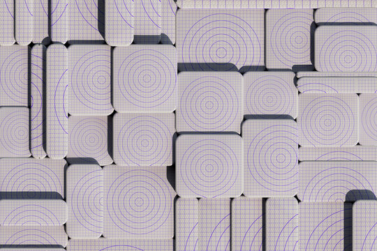  3D render of textured concentric tiles with soft shading