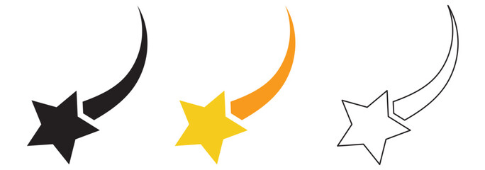 Star falling vector icons. Falling stars. Star sparkles. Starry vector illustration. Comet, meteor, icons. Variety Design. Eps 10