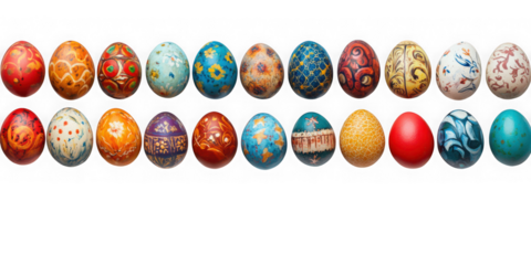 Decorated Easter Eggs: Colorful, Ornate, and Festive Display isolated on white png transparent background	