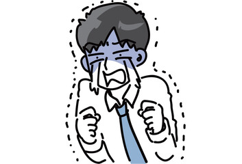 絶望して青ざめ大泣きする若手男性会社員のベクターイラスト