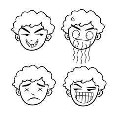 set of funny cartoon faces