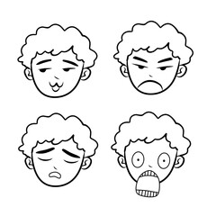 set of funny cartoon faces