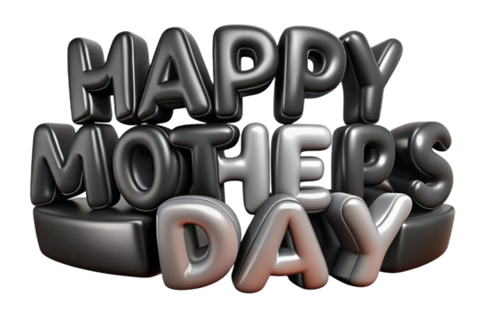 Happy mothers day 3d text isolated on transparent background