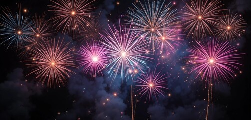 Fototapeta premium Firecrackers and anniversary background images, New Year, Festival, Fireworks, Banner Texture Advertising Posters