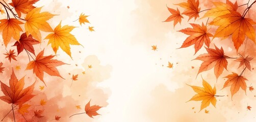 Autumn Maple Template, Autumn Background Image, Plant, Nature, Banner Texture Advertising Poster