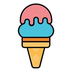 Ice cream vector illustration with various sweet, cold flavors like chocolate, vanilla, and strawberry, perfect for summer dessert icons