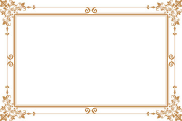 Elements of ornate vintage frames. Border gold on white classic calligraphy swirls, floral motifs. Design print for greeting cards, wedding invitations, restaurant menu, royal certificates. Set 444