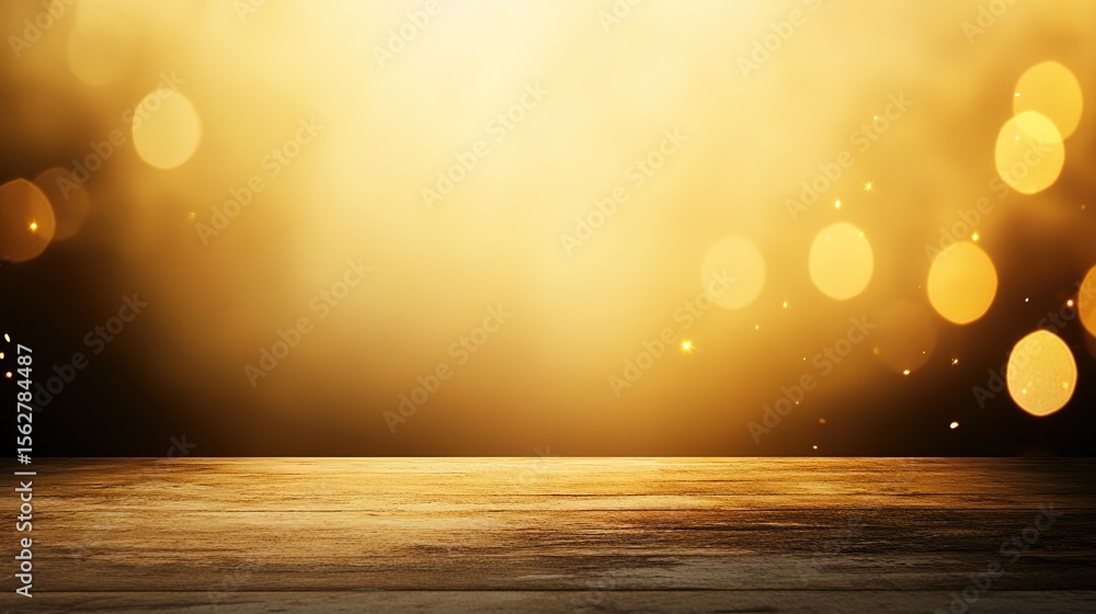 Poster golden bokeh background with soft glow for elegant presentations