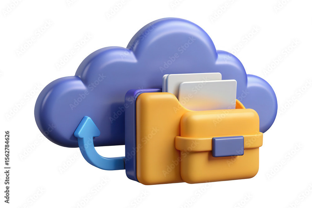 Aufkleber 3d render of cloud storage file upload