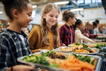 Naklejka premium Children sharing a meal