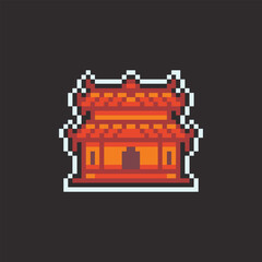 this is chinese architecture icon in pixel art with colorful color and black background this item good for presentations,stickers, icons, t shirt design,game asset,logo and your project.