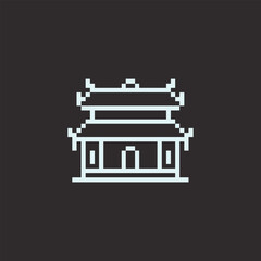 this is chinese architecture icon in pixel art with colorful color and black background this item good for presentations,stickers, icons, t shirt design,game asset,logo and your project.