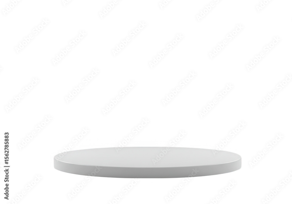 Poster a simple white circular platform stands isolated on transparent background, ideal for product displa