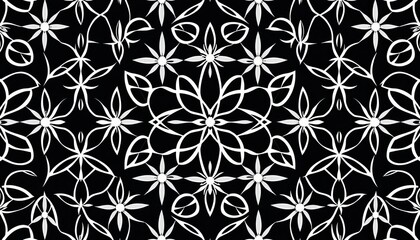 Modern black & white Flower of Life vector seamless pattern Stylish sacred geometry textile print for fashion & home decor,  abstract,  contemporary