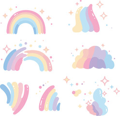 Illustration of bright rainbow sky
