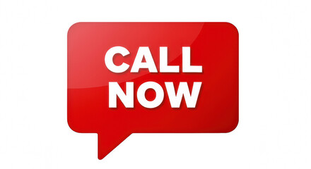 Red Call Now Speech Bubble Icon Isolated on Transparent PNG Background