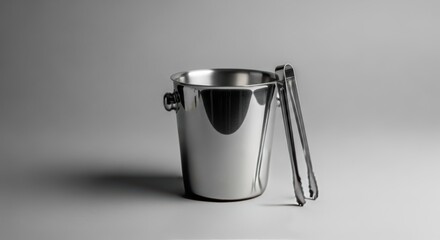 Shiny Stainless Steel Ice Bucket with Tongs Showcasing Modern Design and Functionality