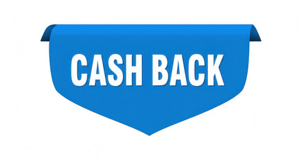 Blue Cash Back Banner Ribbon Icon Isolated on Transparent PNG Background