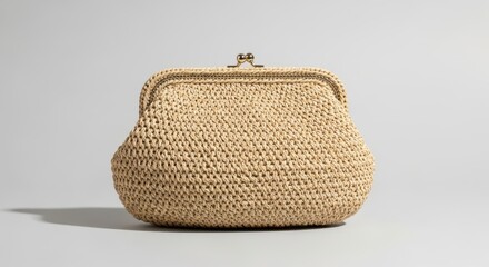 Elegant Handcrafted Woven Natural Straw Bag with a Vintage Clasp for Fashion Lovers