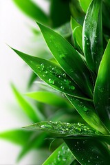 Obraz premium Refreshing raindrops on lush green leaves nature scene close-up indoor tranquil atmosphere