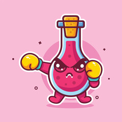 angry flask glass character mascot playing boxing sport isolated cartoon