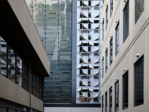 Modern architecture in an urban setting with interesting designs