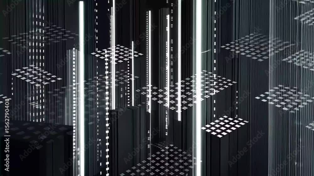 Poster Digital binary code representation in isometric view highlights technology and data representation, Digital binary code datum Isometric 3D render seamless