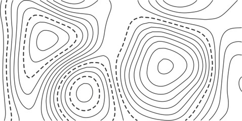 Fototapeta premium Vector illustration. Abstract topographic map. Thin black dashed contour lines on white background