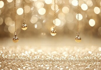 Gold Ornaments with Sparkling Background.