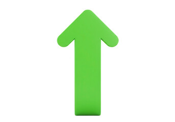 A green arrow pointing up isolated on transparent background symbolizes growth and positive direction