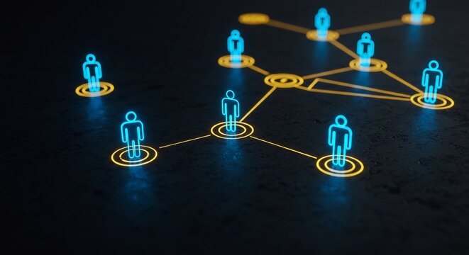 Abstract Glowing Network of People Connections