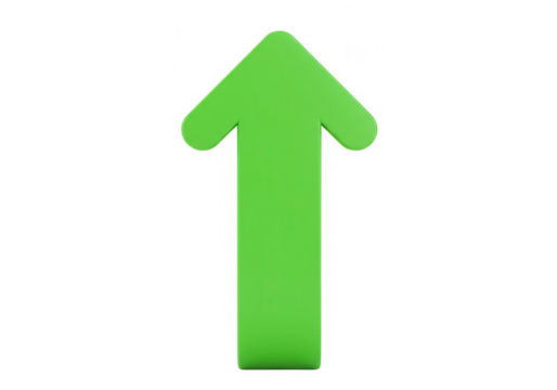 A green arrow pointing up isolated on transparent background symbolizes growth and positive direction - Powered by Adobe
