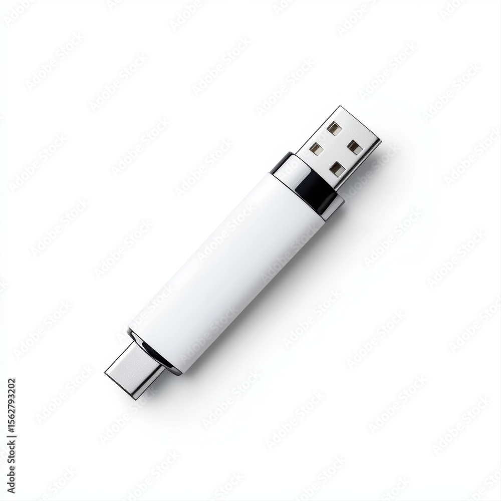 Poster usb flash drive on white background with reflection and shadow effect