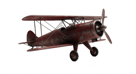  Rusty Vintage Biplane Model Isolated on Transparent PNG Background, biplane, airplane, aircraft, vintage, antique, retro, old, replica, scale model
