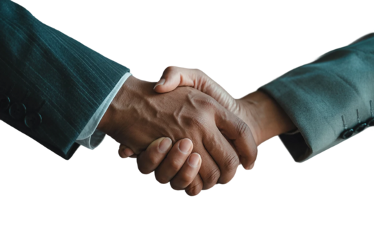 Successful businessmen finalize a deal with a handshake, symbolizing teamwork and agreement