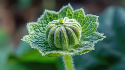 Green flower bud closeup.