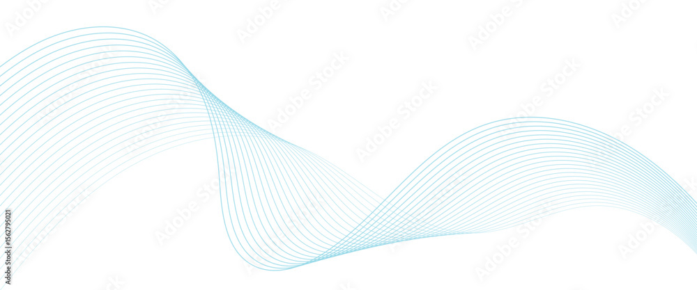 Poster vector abstract blue line wave curve lines with blend effect background with flowing particles futur
