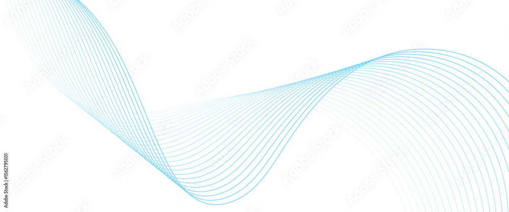 Poster vector abstract blue line wave curve lines with blend effect background with flowing particles futur