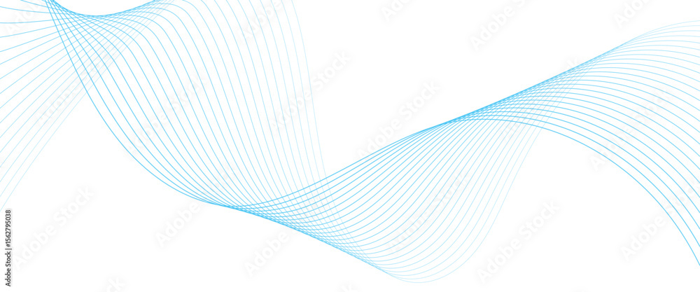 Poster vector abstract blue line wave curve lines with blend effect background with flowing particles futur