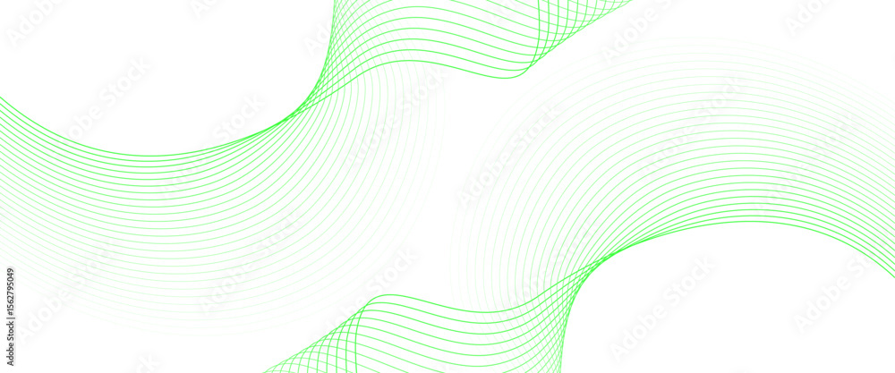 Poster vector abstract green line wave curve lines with flowing particles future technology concept