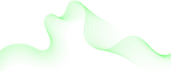 Vector abstract green line wave curve lines with flowing particles future technology concept