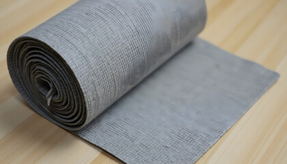 Fototapeta premium Roll of grey fabric. Represents textiles, fashion, sewing, or raw materials. Simple, versatile, and soft.