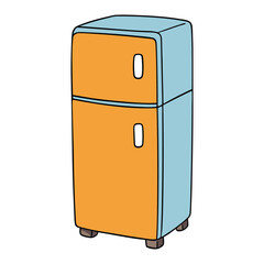 Side view of a modern refrigerator with sleek doors, visible handles, and smooth edges—perfect for showcasing its compact depth and contemporary kitchen style.
