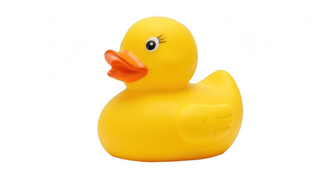 Classic Yellow Rubber Duck Isolated on Transparent PNG Background, rubber duck, yellow duck, bath toy, children's toy, water, tub - Powered by Adobe