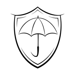 Umbrella in shield icon
