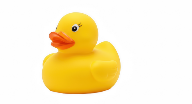 Classic Yellow Rubber Duck Isolated on Transparent PNG Background, rubber duck, yellow duck, bath toy, children's toy, water, tub