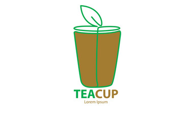 tea cup logo image, one line simple design simple image, editable vector